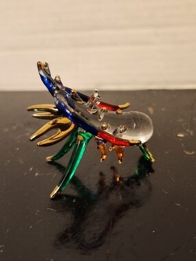 Hand-Blown Glass Crawfish Crawdad Sculpture Art Decor Figurine